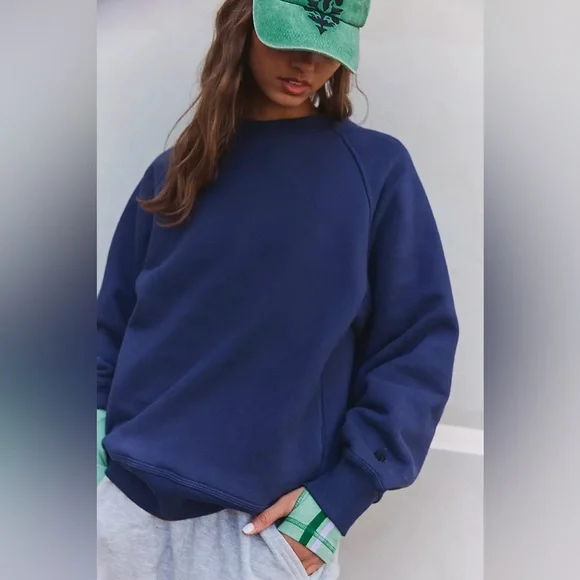 FP MOVEMENT A Cut Above Crew Sweatshirt Navy - Picture 3 of 8